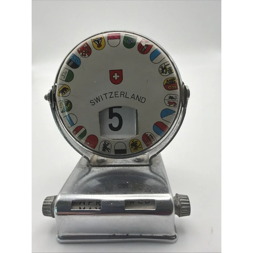 Vintage Switzerland Perpetual Desk Calendar Swiss Chalet Souvenir